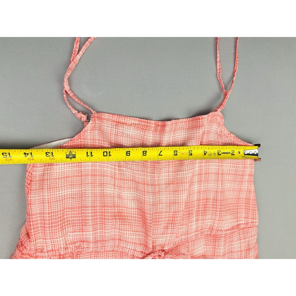 Urban Outfitters Women's XS Gauzy‎ Summer Coral Plaid Overalls Jumpsuit - Picture 4 of 16